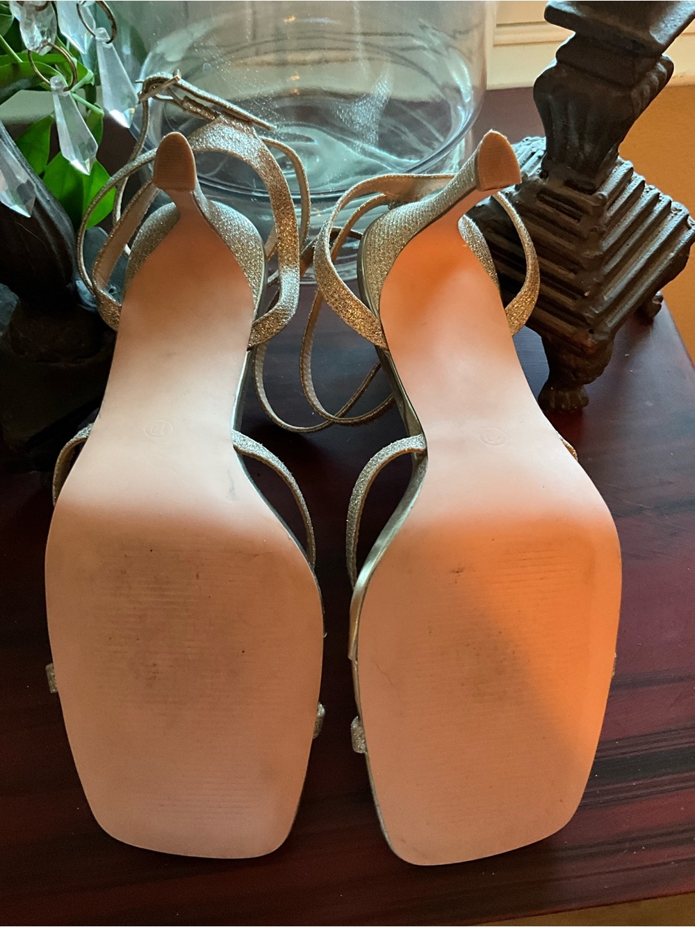 Gold Strappy High Heel Sandals - Women - Picture 6 of 7